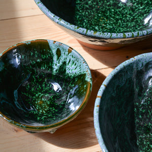 Clay Green Drip Glazed Bowls / Sizes
