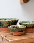 Clay Green Drip Glazed Bowls / Sizes