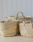Palm Market Basket - Leather Handles Medium