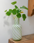 Candy Stripe Green and White Glass Vase