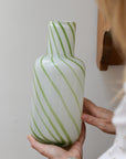 Candy Stripe Green and White Glass Vase
