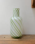 Candy Stripe Green and White Glass Vase