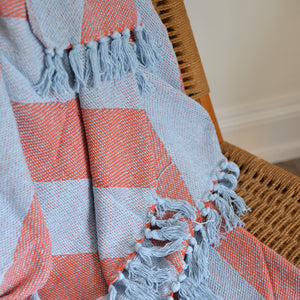 Diagonal Stripe Throw / Amber Blue