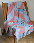 Recycled Cotton Throw / Amber Blue Diagonal Stripe