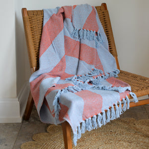 Diagonal Stripe Throw / Amber Blue