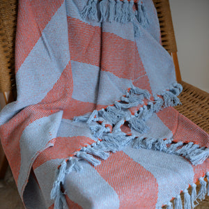 Diagonal Stripe Throw / Amber Blue