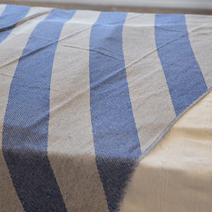 Diagonal Stripe Throw / Blue Natural