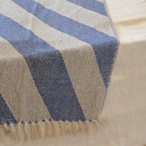 Diagonal Stripe Throw / Blue Natural