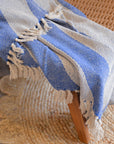 Recycled Cotton Throw / Blue Natural Stripe