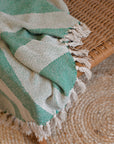 Recycled Cotton Throw / Green Diagonal Stripe