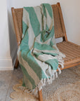 Recycled Cotton Throw / Green Diagonal Stripe
