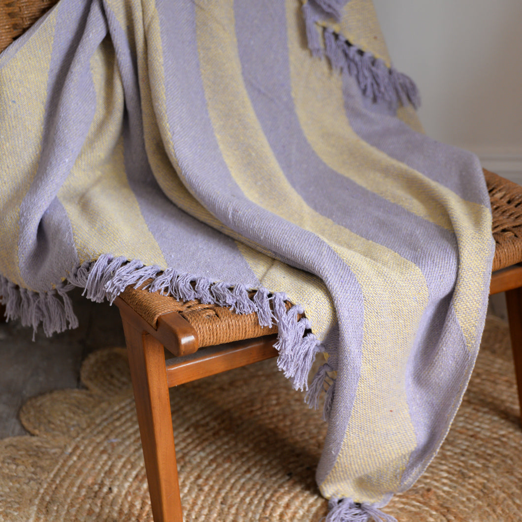 Diagonal Stripe Throw / Violet Yellow