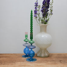 Load image into Gallery viewer, Glass Candle Holder / Light Blue and Purple