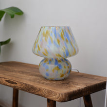 Load image into Gallery viewer, Joyful Large Glass Mushroom Lamp / Blue and Rose Dot