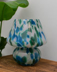 Large Glass Mushroom Lamp / Green Blue Pink