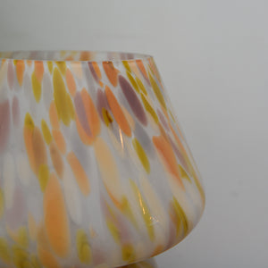 Joyful Glass Mushroom Lamp / Yellow and Rose Dot