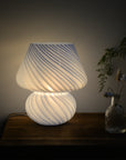Large Glass Mushroom Lamp / Light Blue