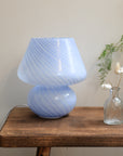 Large Glass Mushroom Lamp / Light Blue