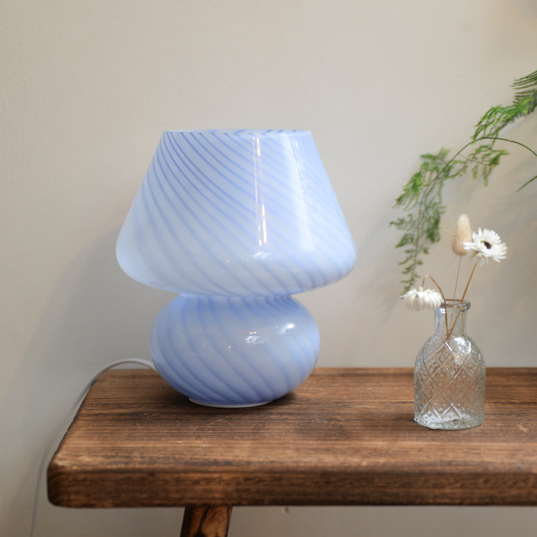 Joyful Glass Mushroom Lamp / Light Blue