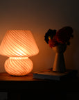 Large Glass Mushroom Lamp / Rose