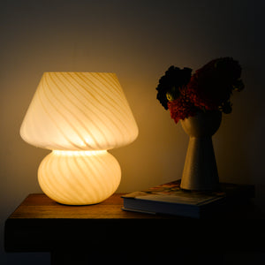 Large Glass Mushroom Lamp / Yellow