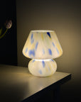 Large Glass Mushroom Lamp / Blue Rose Yellow