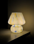 Large Glass Mushroom Lamp / Blue Rose Yellow