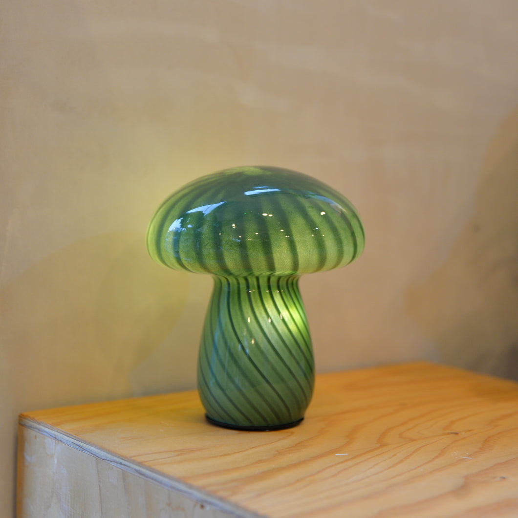 Mushy Glass Mushroom Portable Lamp Green