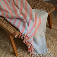 Load image into Gallery viewer, Striped Throw / Blue Orange