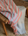 Recycled Cotton Throw / Blue Coral Stripe