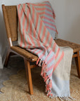 Recycled Cotton Throw / Blue Coral Stripe