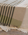 Recycled Cotton Throw / Emerald and Light Green Stripe