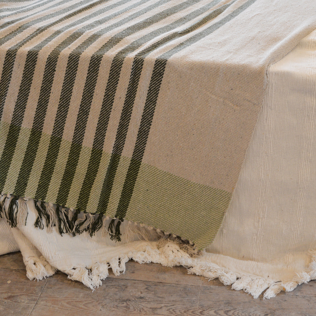 Striped Throw / Light Green Emerald