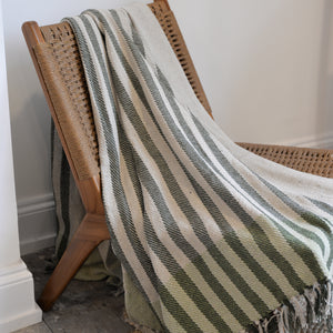 Striped Throw / Light Green Emerald