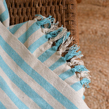 Load image into Gallery viewer, Turquoise Striped Throw