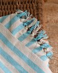 Recycled Cotton Throw / Turquoise Stripe