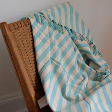 Load image into Gallery viewer, Turquoise Striped Throw