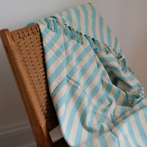 Turquoise Striped Throw