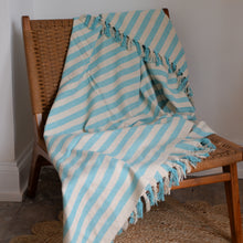 Load image into Gallery viewer, Turquoise Striped Throw