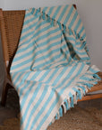 Recycled Cotton Throw / Turquoise Stripe