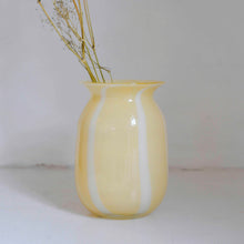 Load image into Gallery viewer, Mouth Blown Glass Vase / Yellow Stripes