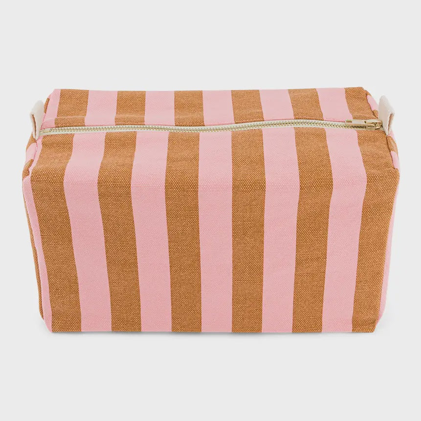 Toiletry Bag / Mustard and Pink Stripes