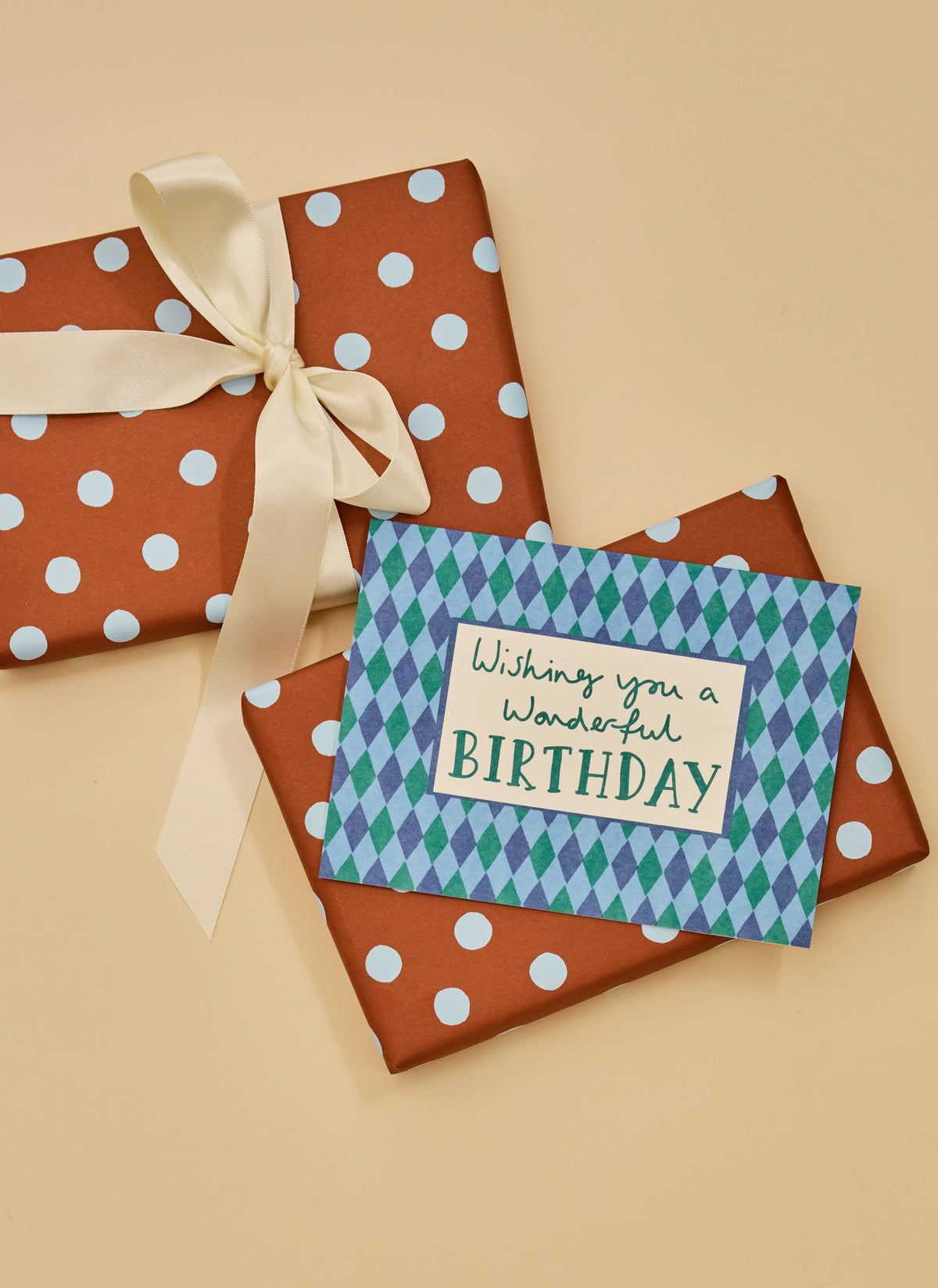 Wonderful Birthday Blue Harlequin Card