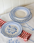 French Porcelain Scalloped Dinner Plate /Blue
