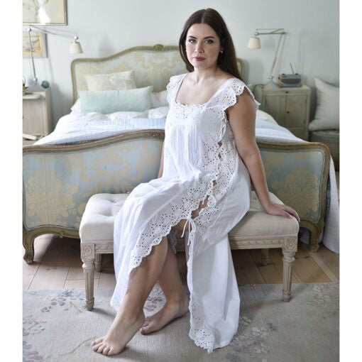 Betty White Sleeveless Nightdress with Side-Ties