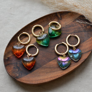 Andrea Iridescent Resin Heart Earrings / Various Colours