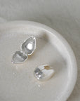 Artemis Organic Shape Silver Click Earrings