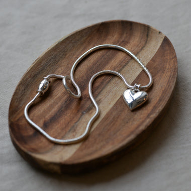 Atlanta Puff Heart Necklace / Gold and Silver