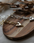 Daria Puff Heart Chain Necklace / Gold and Silver