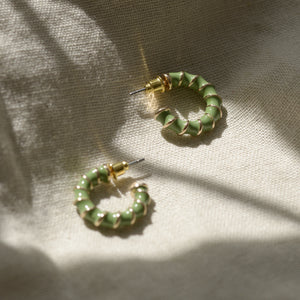 Rebecca Rope Enamel Hoop Earrings / Various Colours